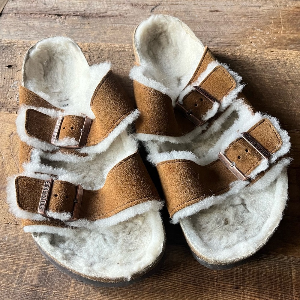 Birkenstock Arizona Suede Shearling Sandals